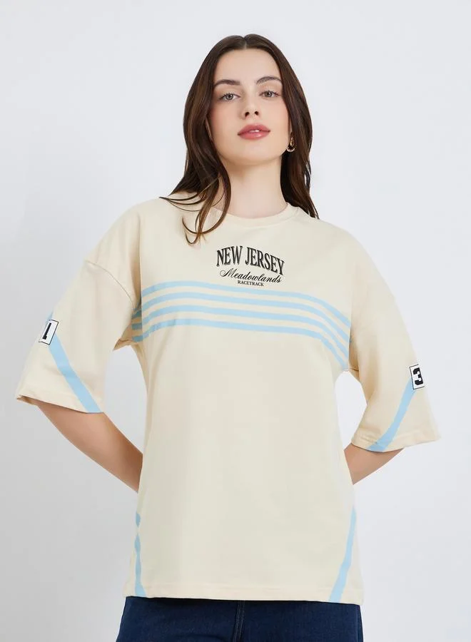 ستايلي Women Printed Oversized 100% Cotton T-Shirt